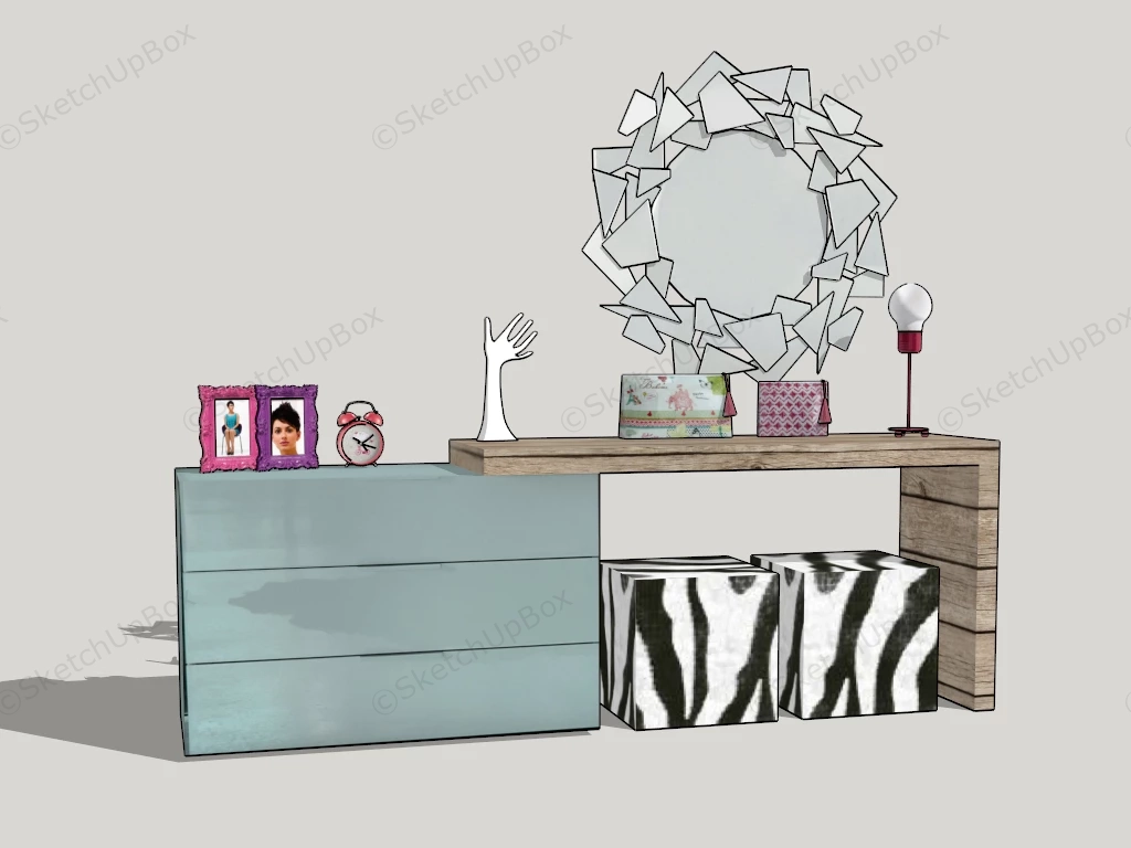 Minimalist Dresser With Dressing Table sketchup model preview - SketchupBox