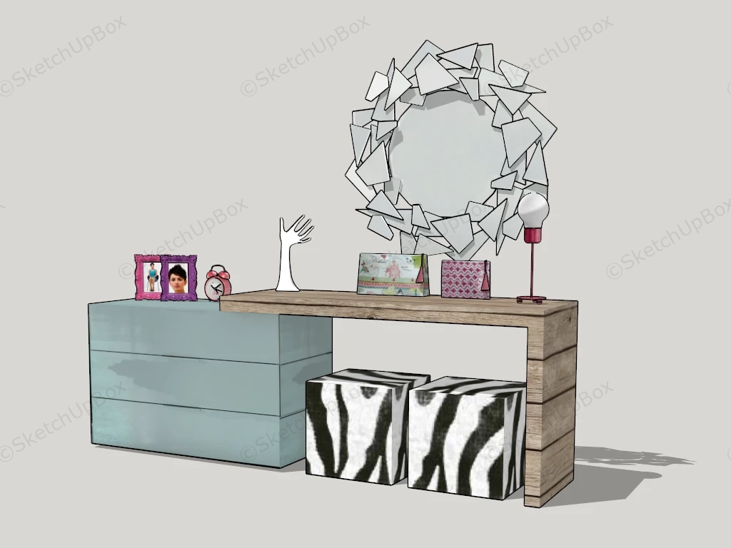 Minimalist Dresser With Dressing Table sketchup model preview - SketchupBox