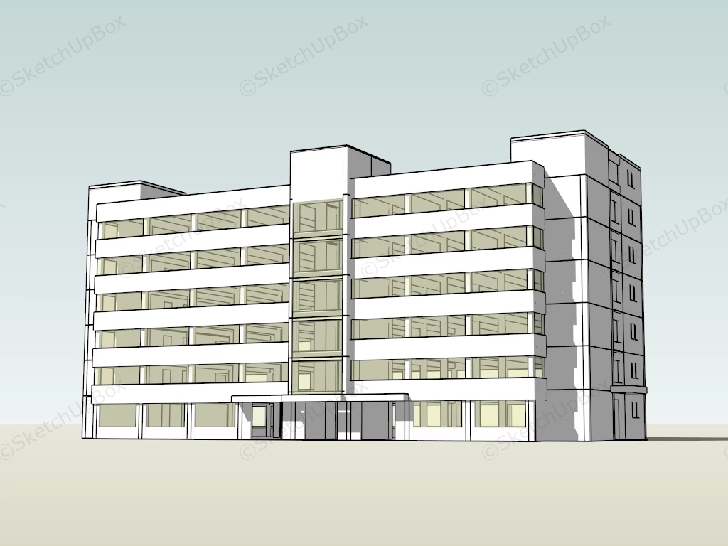 Small Apartment Block sketchup model preview - SketchupBox