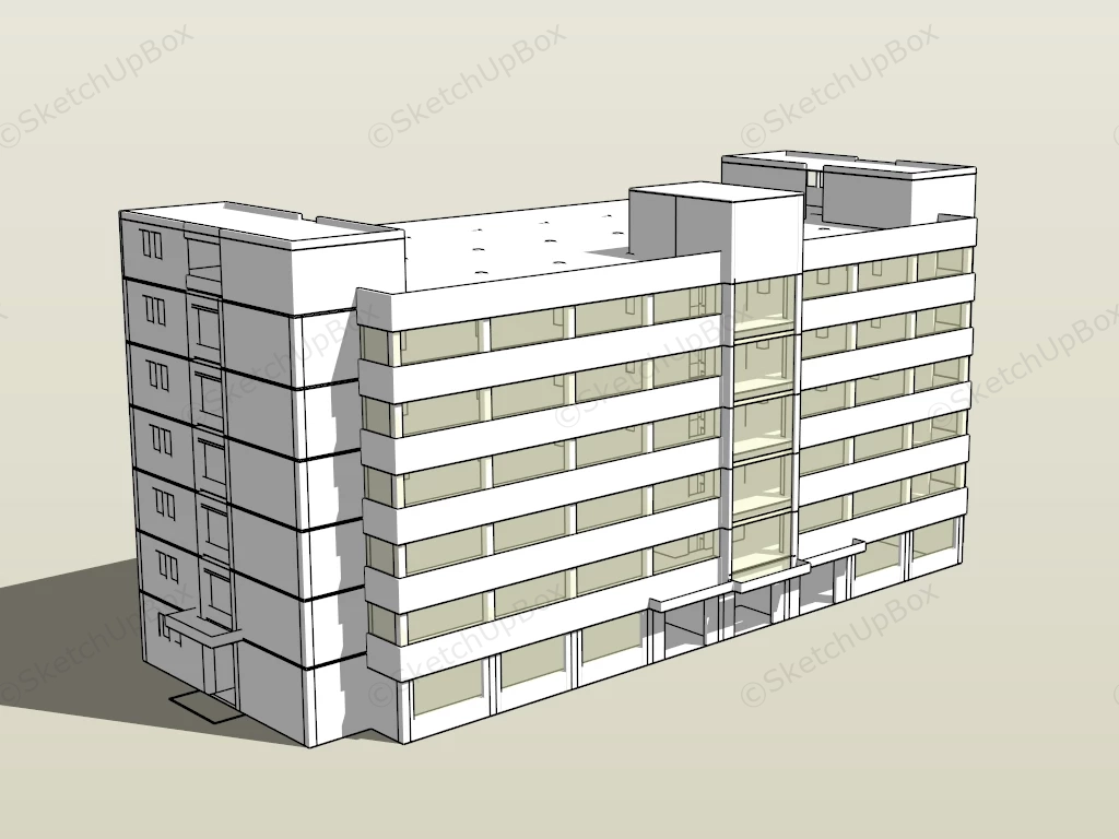 Small Apartment Block sketchup model preview - SketchupBox