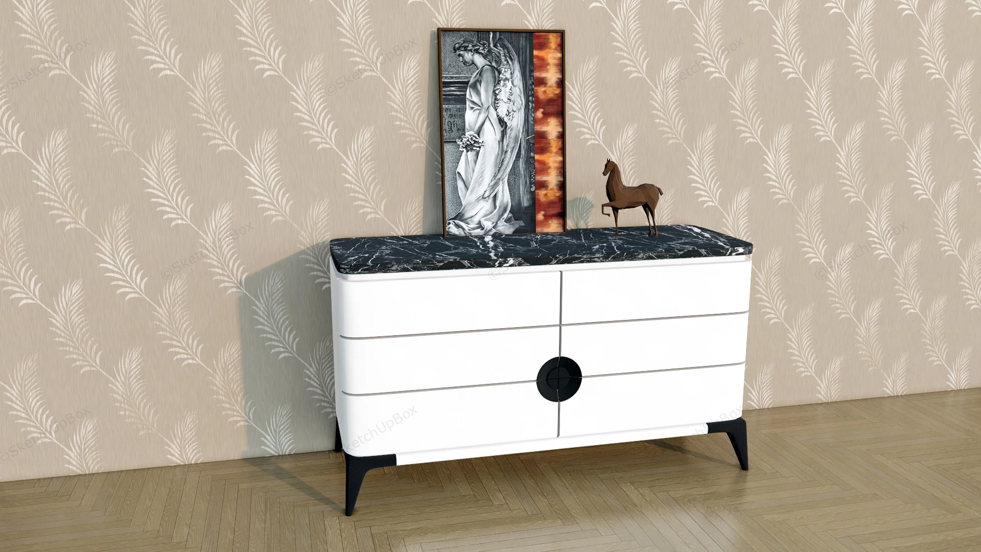 White Dresser For Bedroom sketchup model preview - SketchupBox