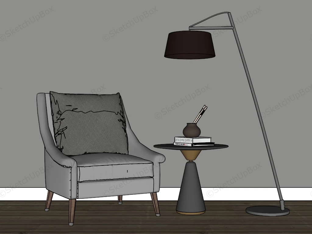 Accent Chair And Table For Living Room sketchup model preview - SketchupBox