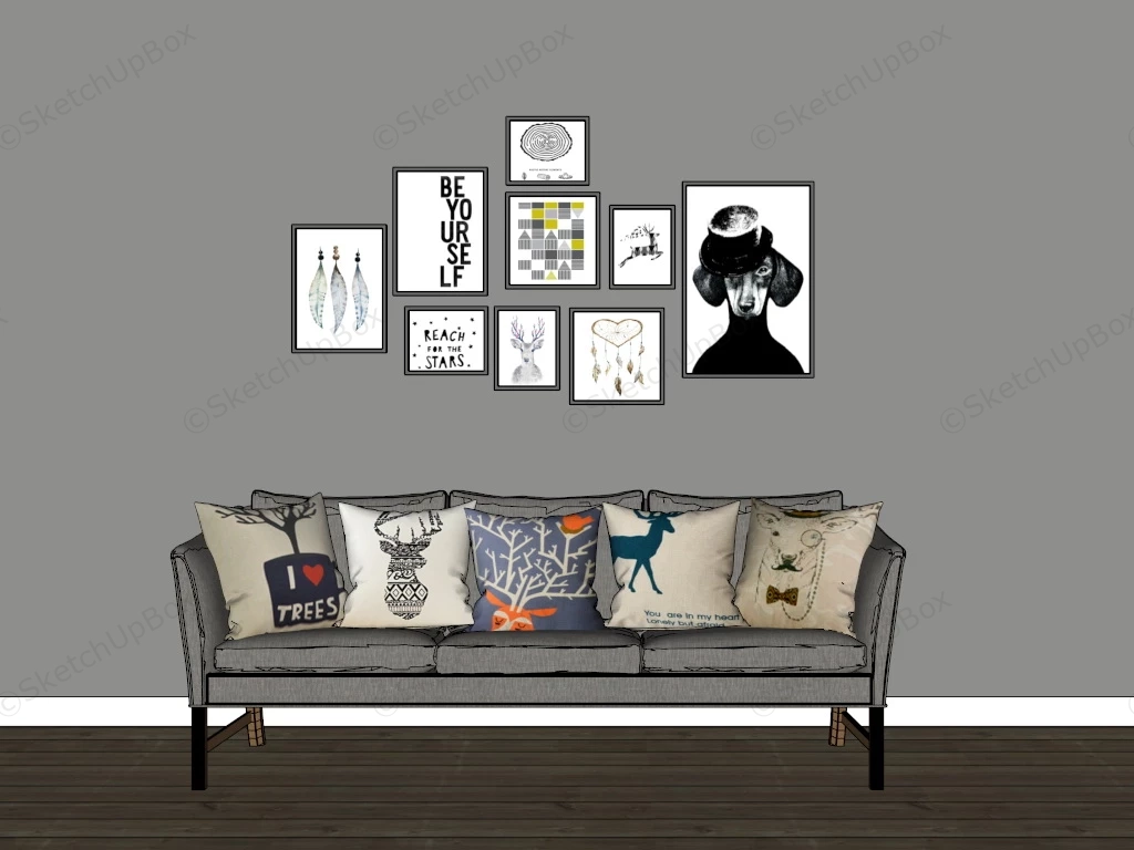 Living Room Sofa Gallery Wall Idea sketchup model preview - SketchupBox