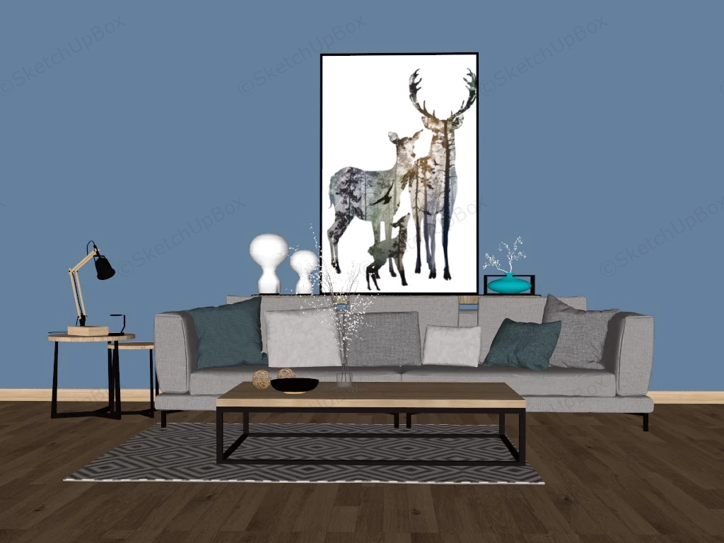 Modern Industrial Living Room Ideas sketchup model preview - SketchupBox