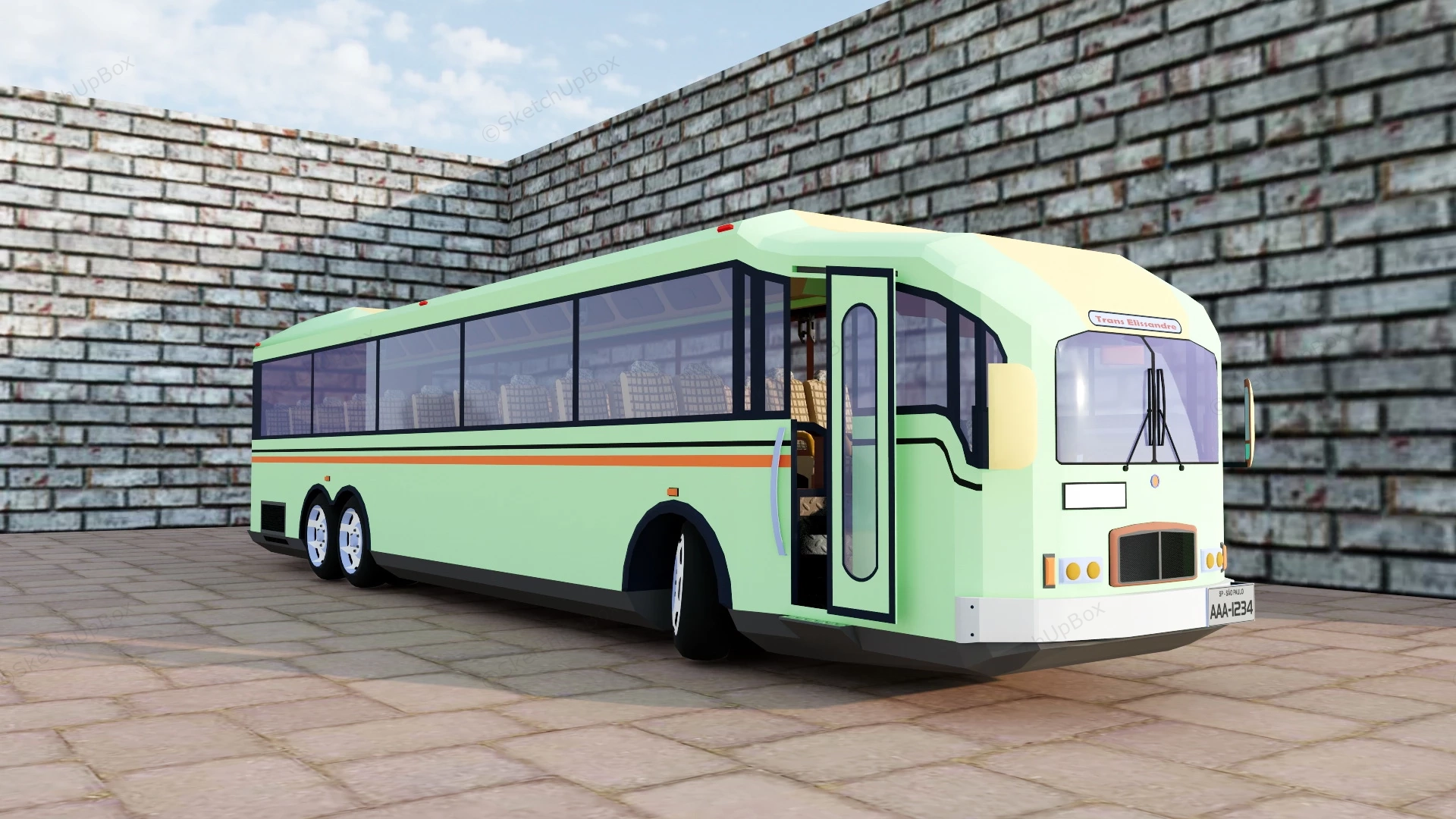 Old Coach Bus sketchup model preview - SketchupBox