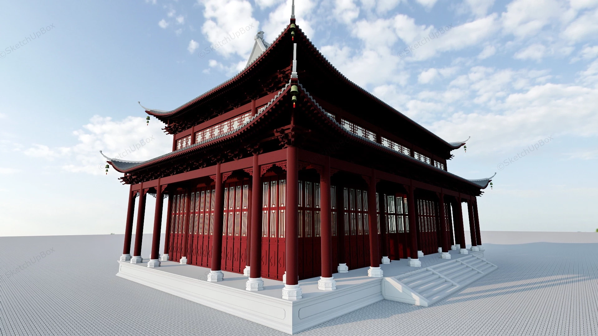 Great Buddha Hall sketchup model preview - SketchupBox