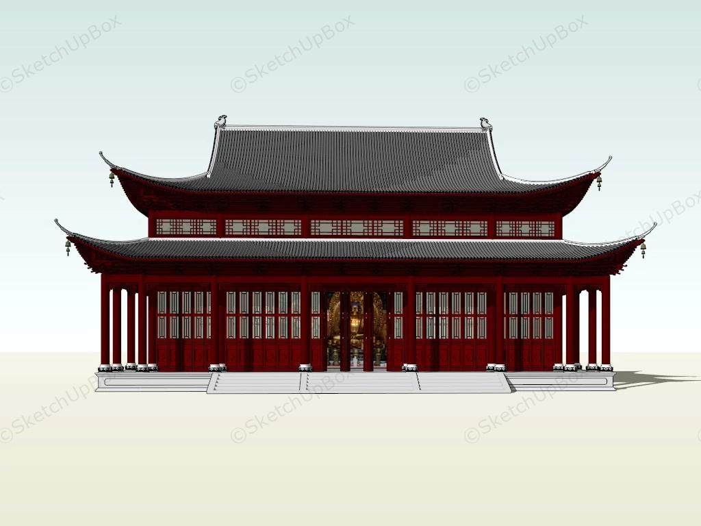 Great Buddha Hall sketchup model preview - SketchupBox