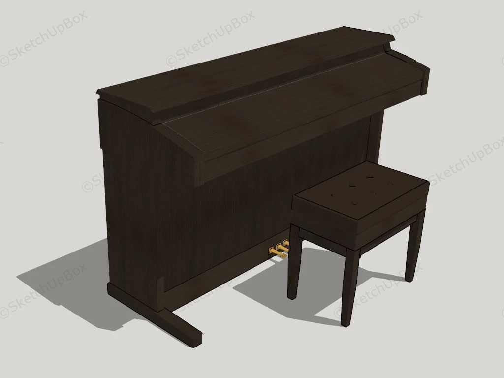 Upright Piano And Bench sketchup model preview - SketchupBox