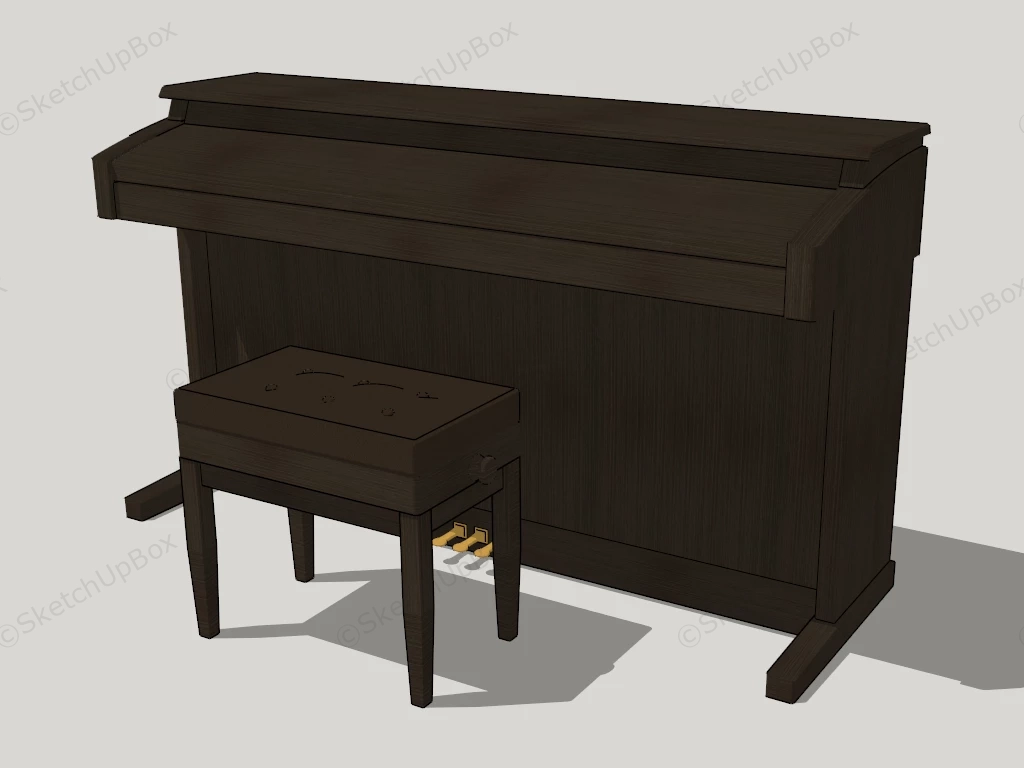 Upright Piano And Bench sketchup model preview - SketchupBox