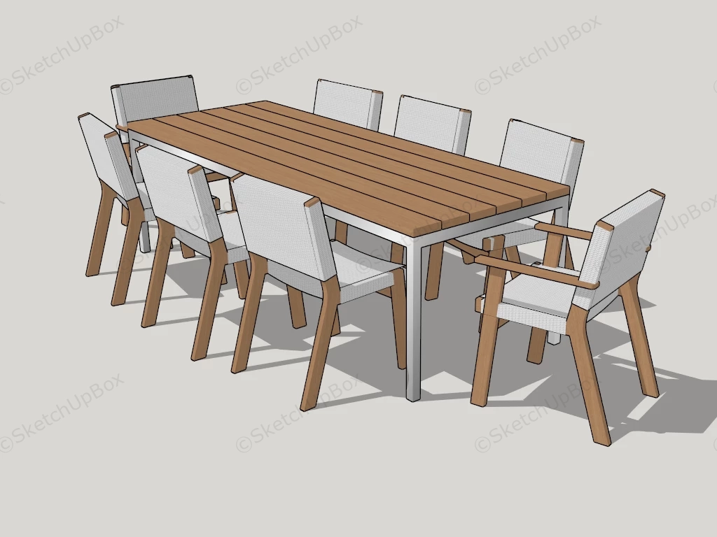 Rustic 8 Seater Dining Set sketchup model preview - SketchupBox