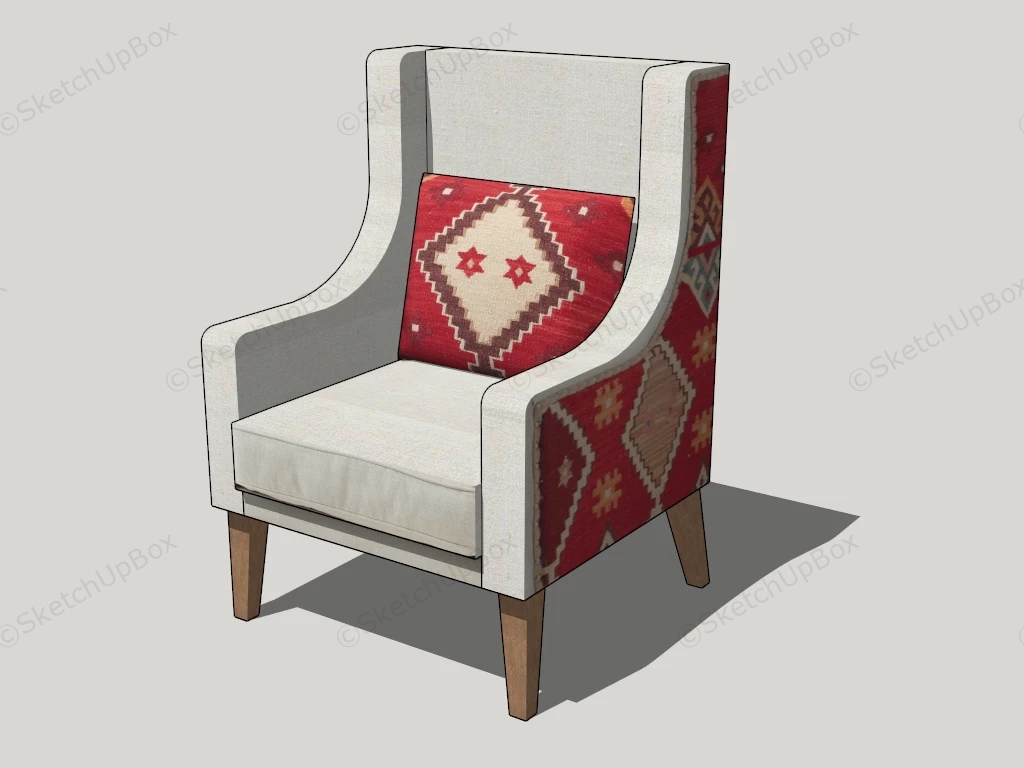 Wingback Accent Chair sketchup model preview - SketchupBox