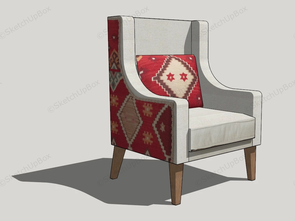 Wingback Accent Chair sketchup model preview - SketchupBox