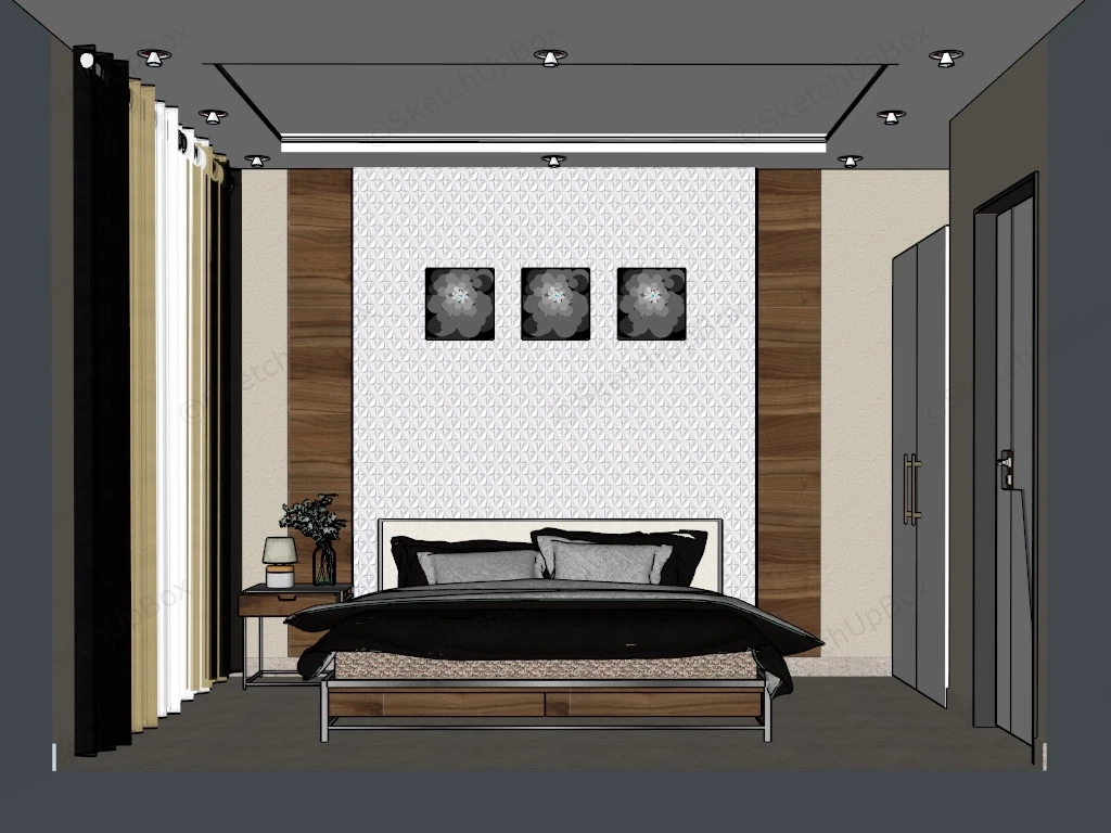 Minimalist Bedroom Design Idea sketchup model preview - SketchupBox