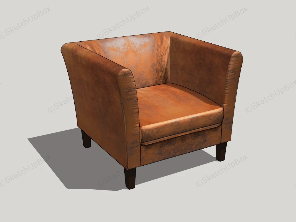 Brown Leather Cube Chair sketchup model preview - SketchupBox