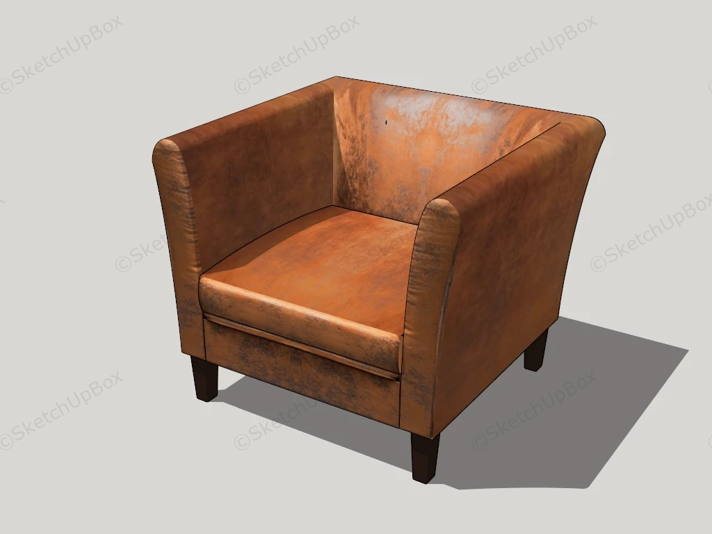 Brown Leather Cube Chair sketchup model preview - SketchupBox