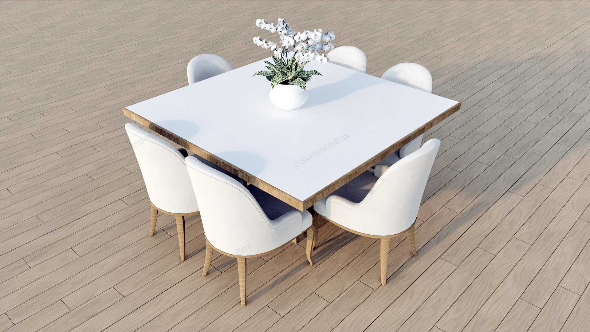 Square Dining Table For 6 sketchup model preview - SketchupBox