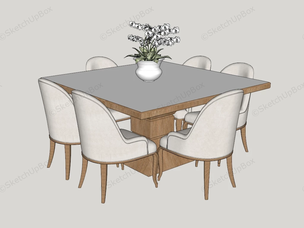 Square Dining Table For 6 sketchup model preview - SketchupBox