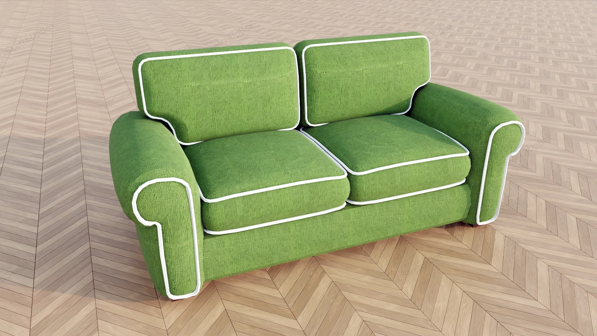 Green Fabric Modern Living Room Loveseat sketchup model preview - SketchupBox