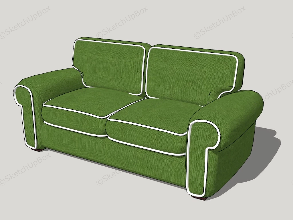 Green Fabric Modern Living Room Loveseat sketchup model preview - SketchupBox