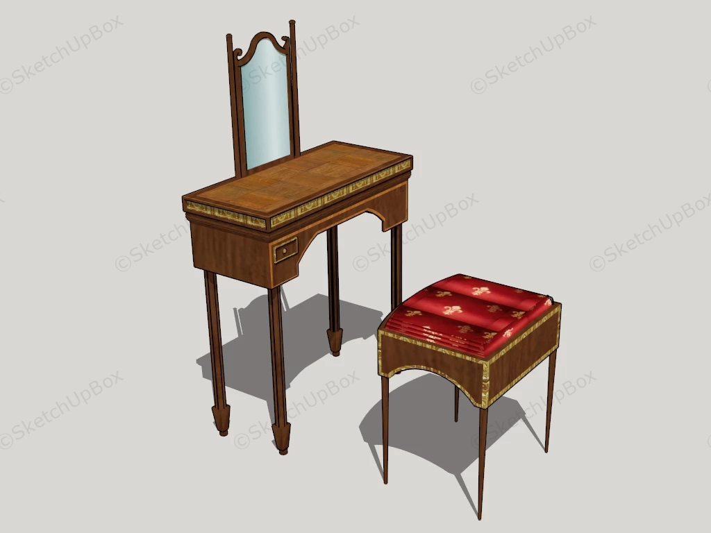 Vintage Vanity Dressing Table Set sketchup model preview - SketchupBox