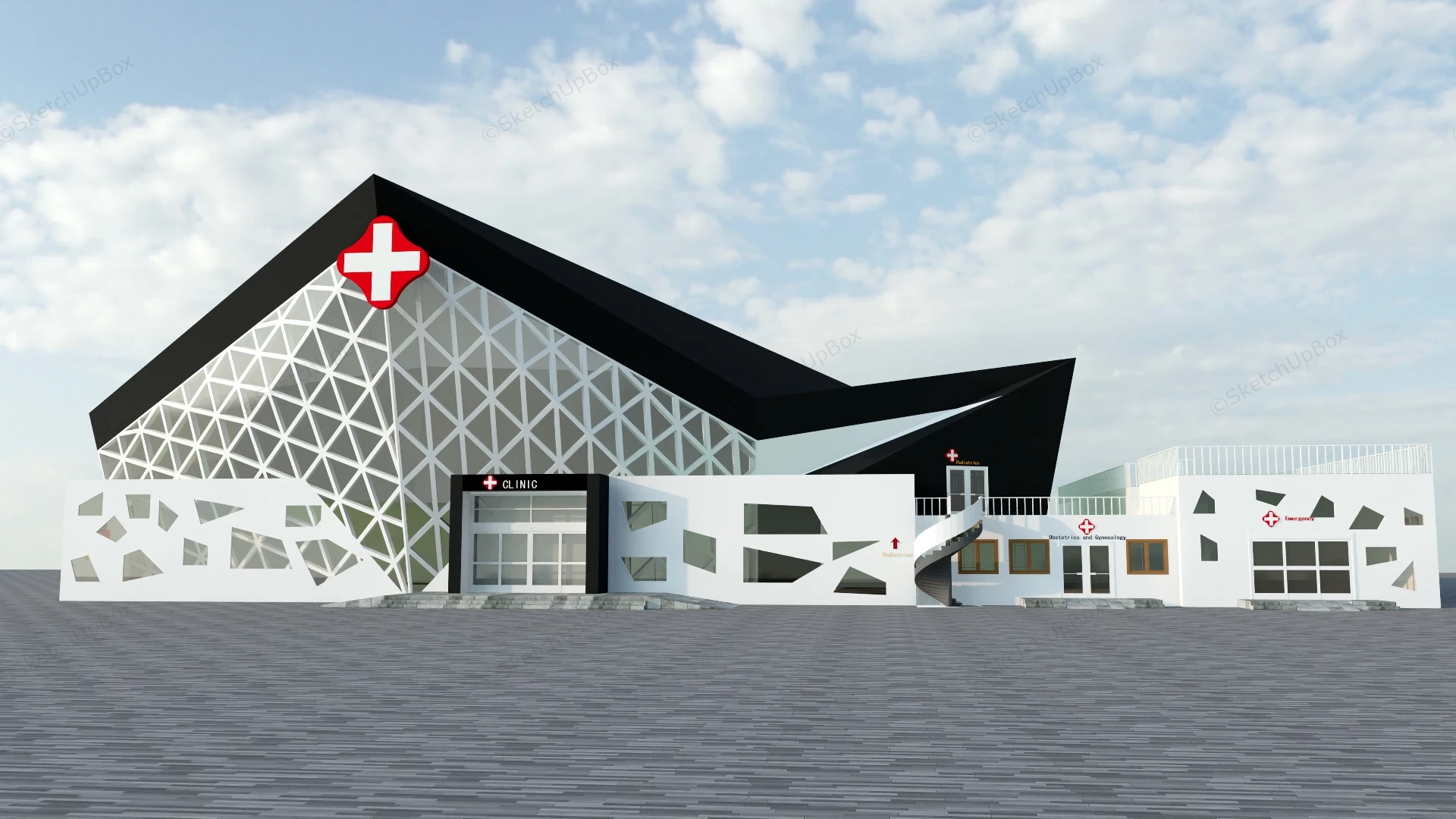 Maternity And Child Hospital sketchup model preview - SketchupBox