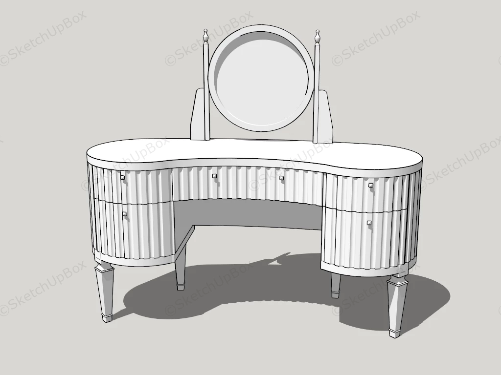 Curved Mirrored Dressing Table sketchup model preview - SketchupBox