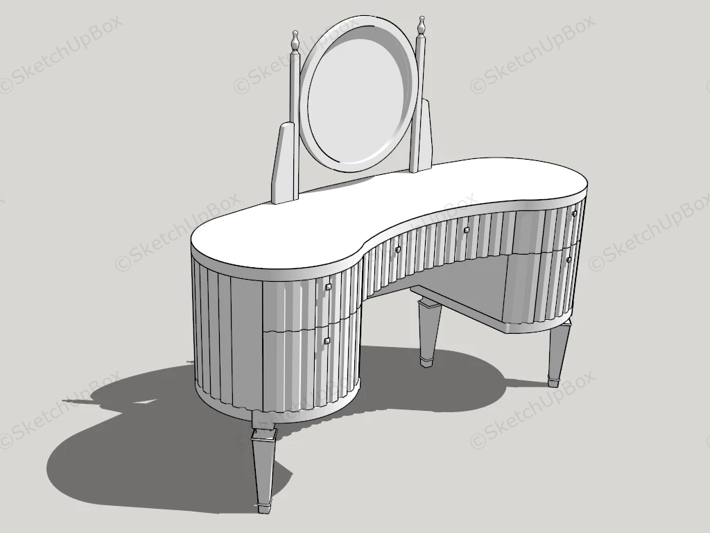 Curved Mirrored Dressing Table sketchup model preview - SketchupBox