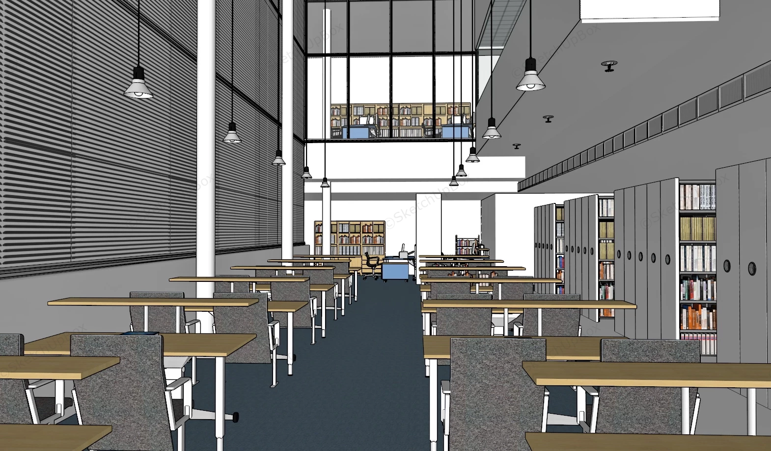 Library Interior Reading Room sketchup model preview - SketchupBox