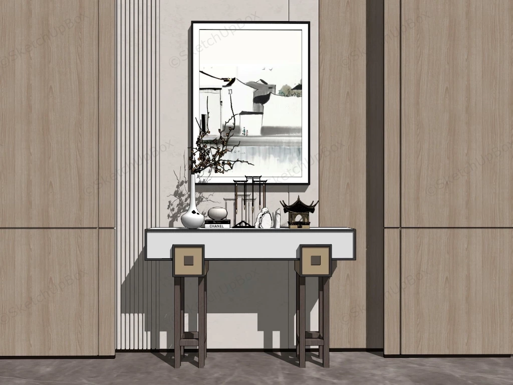 Oriental Style Console Table sketchup model preview - SketchupBox