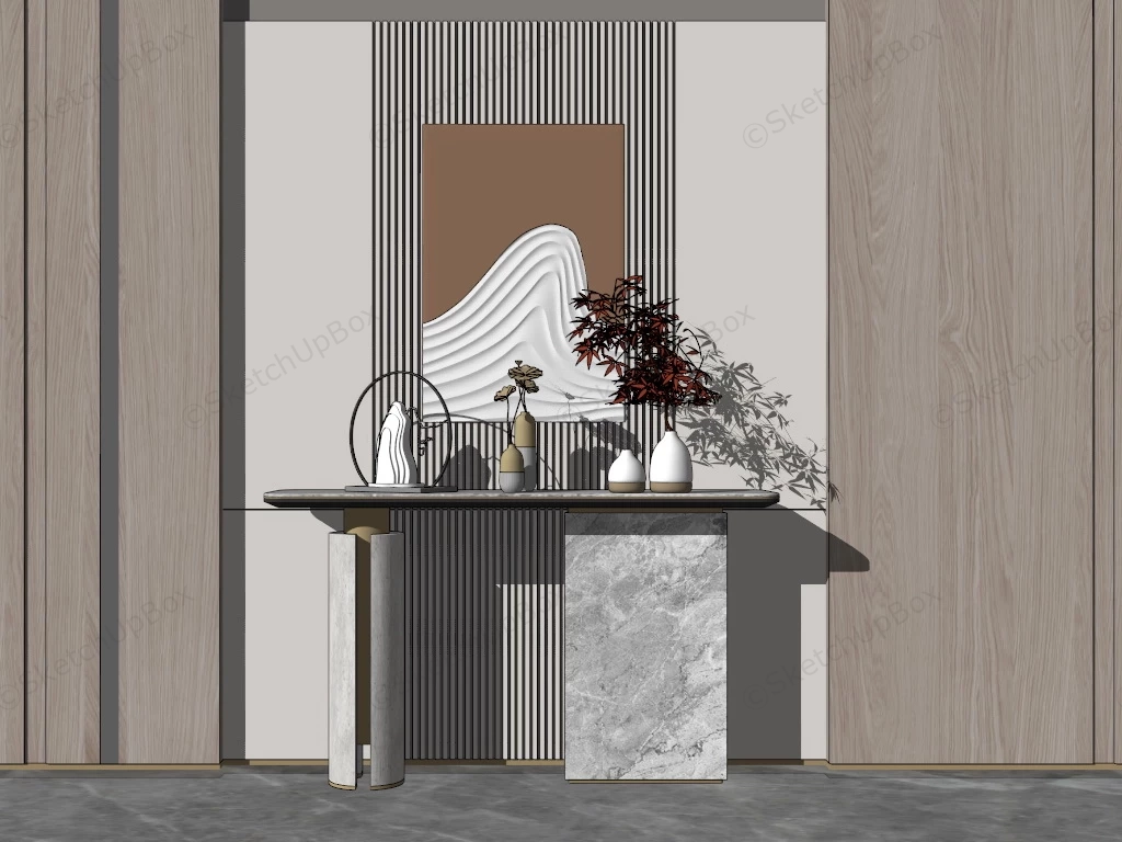 Zen Entryway Console Table Decor Ideas sketchup model preview - SketchupBox