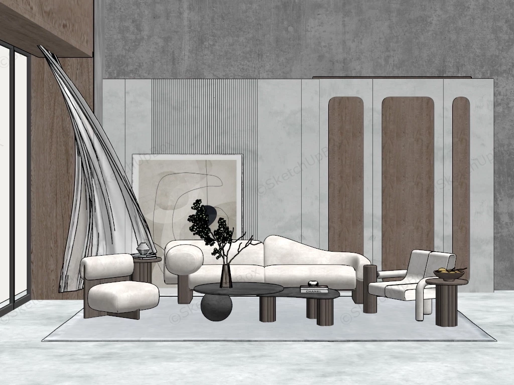 Wabi Sabi Living Room Design sketchup model preview - SketchupBox