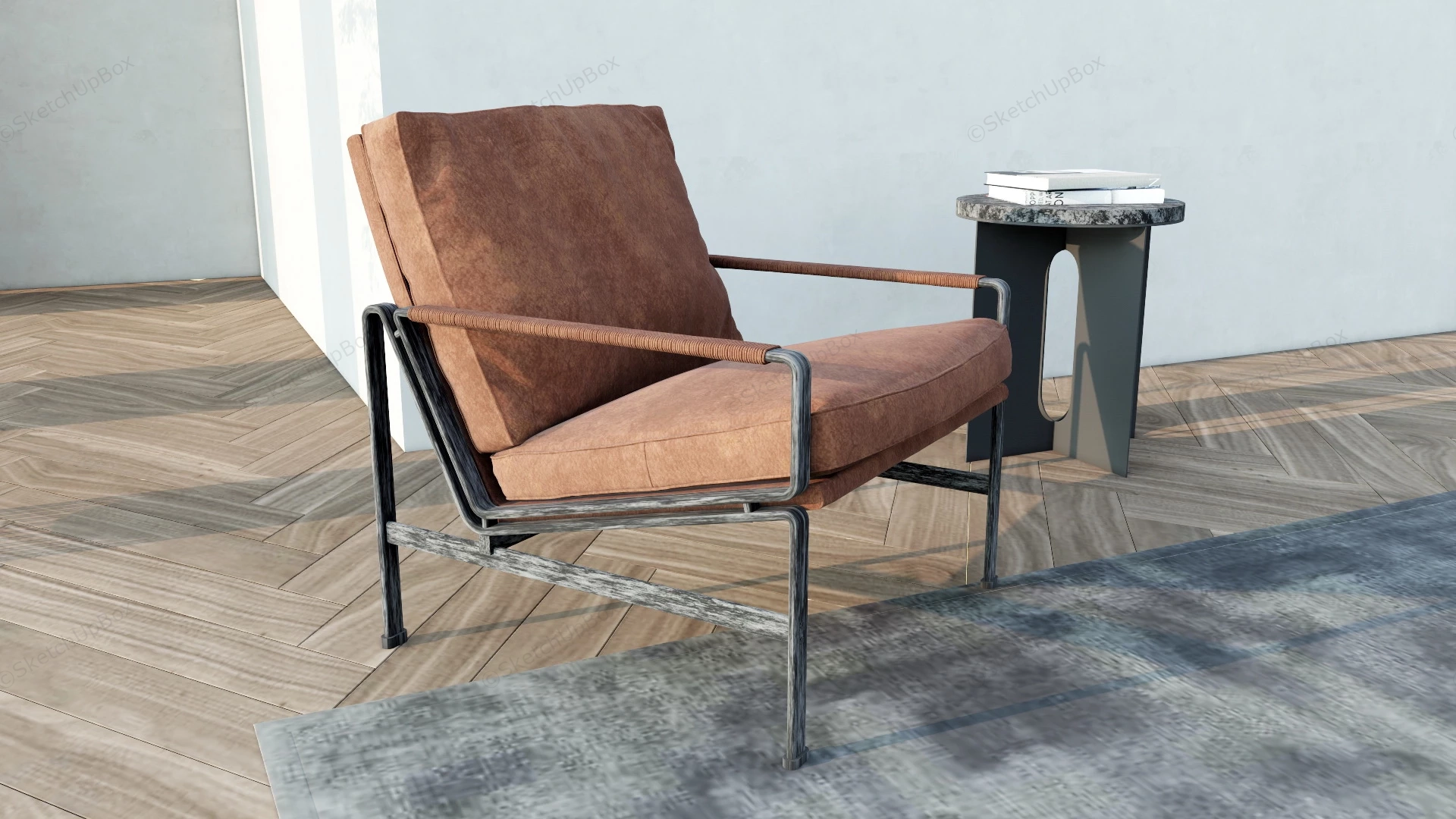 Mid Century Modern Leather Chair sketchup model preview - SketchupBox