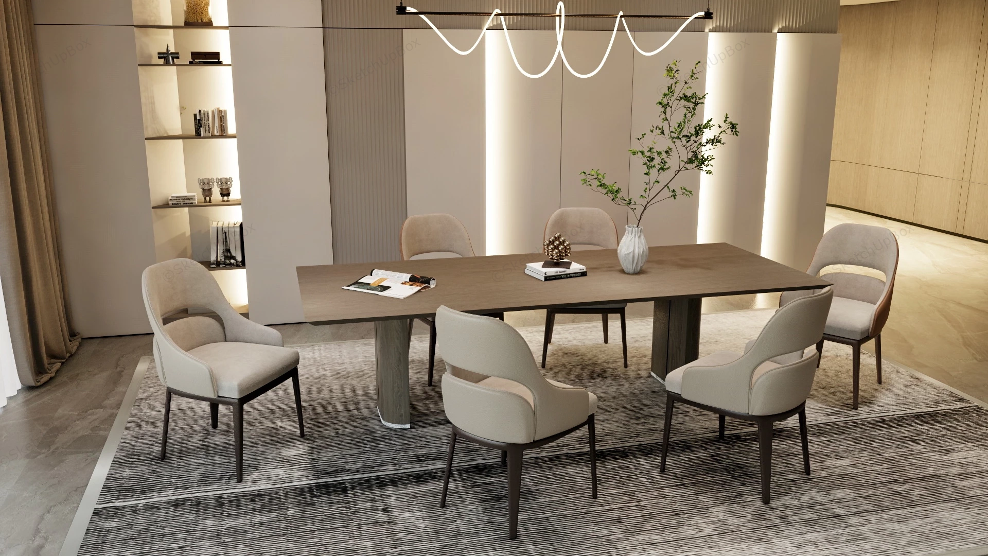 Elegant Minimalist Dining Room Idea sketchup model preview - SketchupBox