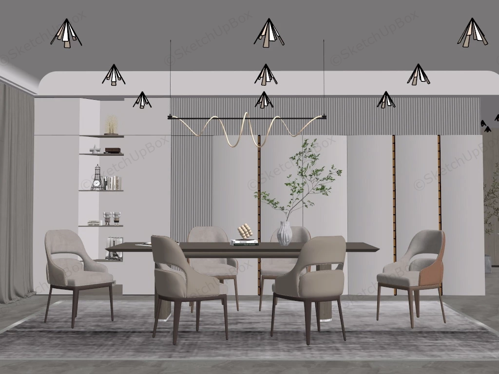 Elegant Minimalist Dining Room Idea sketchup model preview - SketchupBox