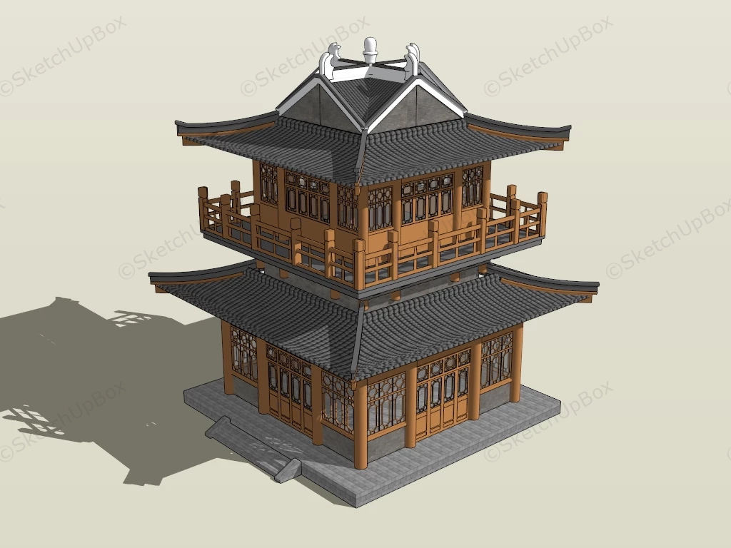 Ancient Chinese Pagoda sketchup model preview - SketchupBox