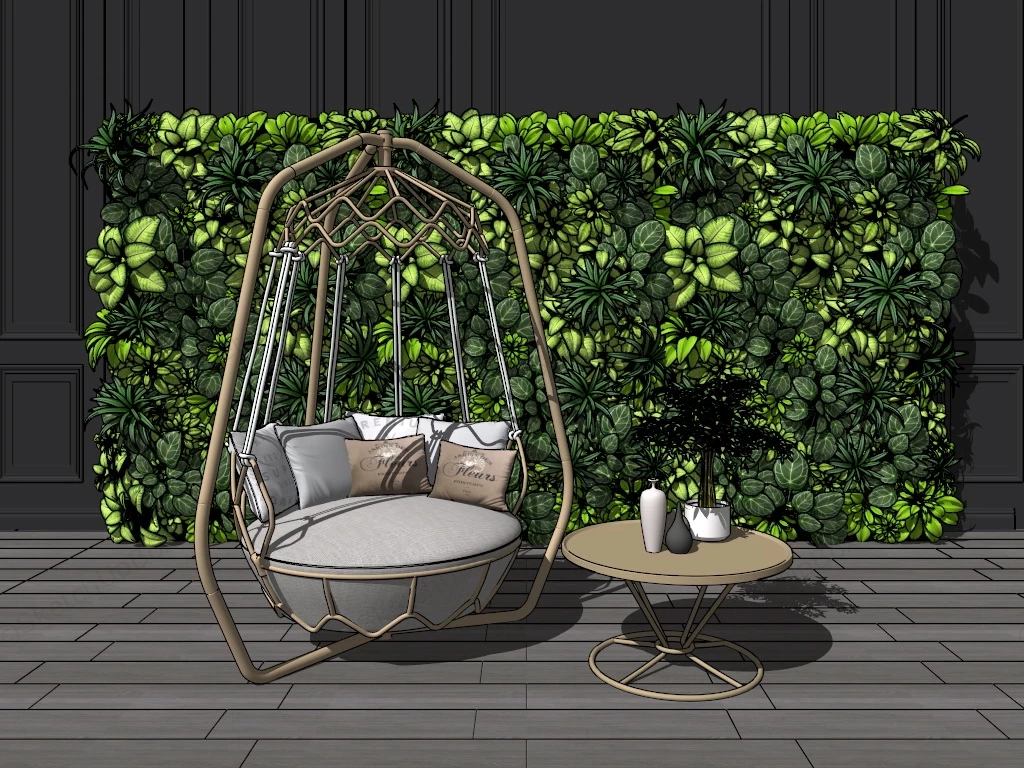 Metal Hanging Chair And Table sketchup model preview - SketchupBox