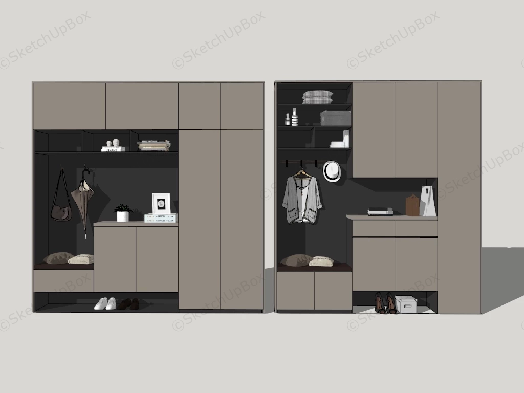 Entryway Storage Small Mudroom Ideas sketchup model preview - SketchupBox