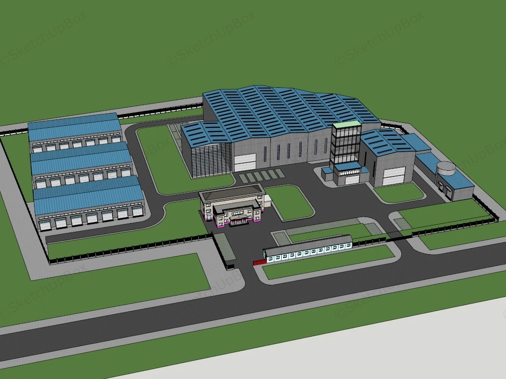 Industrial Factory Buildings Architecture sketchup model preview - SketchupBox