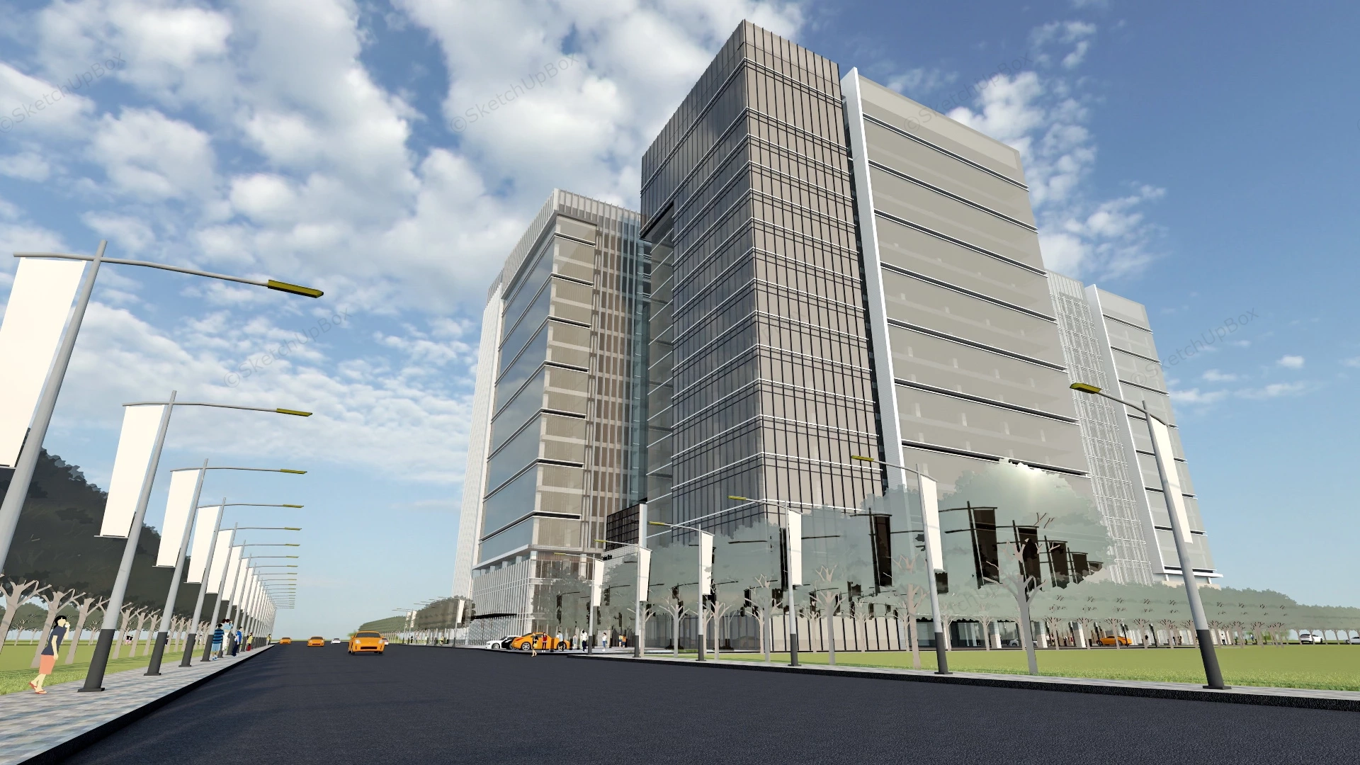 Large Commercial Complex Buildings sketchup model preview - SketchupBox