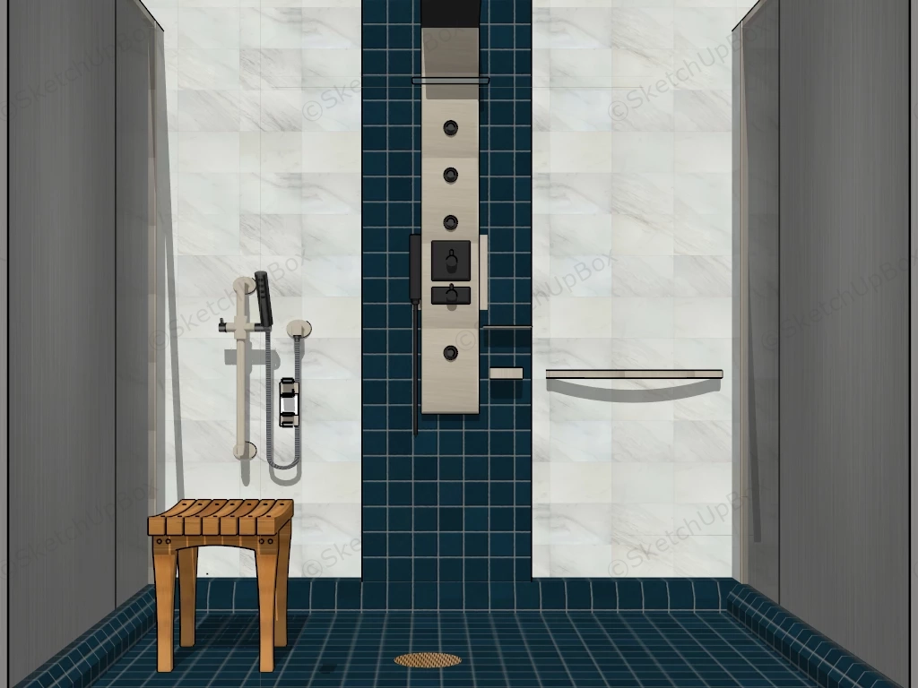 Shower With Bench Seat sketchup model preview - SketchupBox