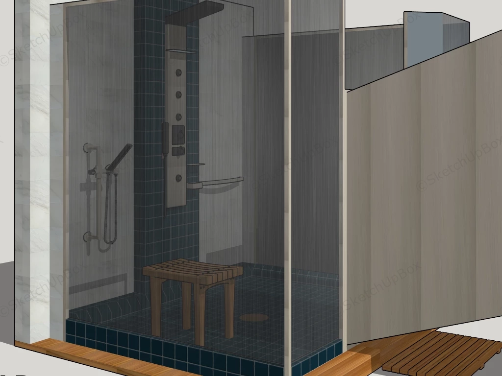 Shower With Bench Seat sketchup model preview - SketchupBox