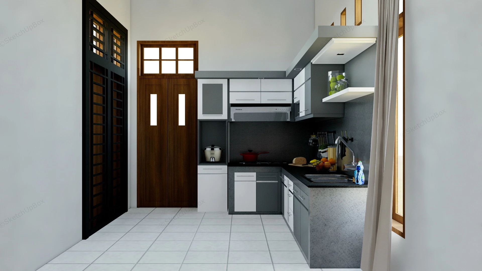 Small Narrow Kitchen Ideas sketchup model preview - SketchupBox