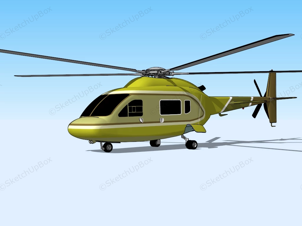 Army Helicopter sketchup model preview - SketchupBox