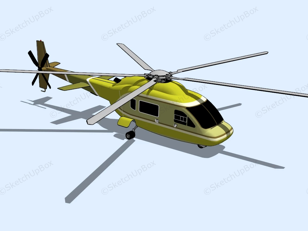 Army Helicopter sketchup model preview - SketchupBox