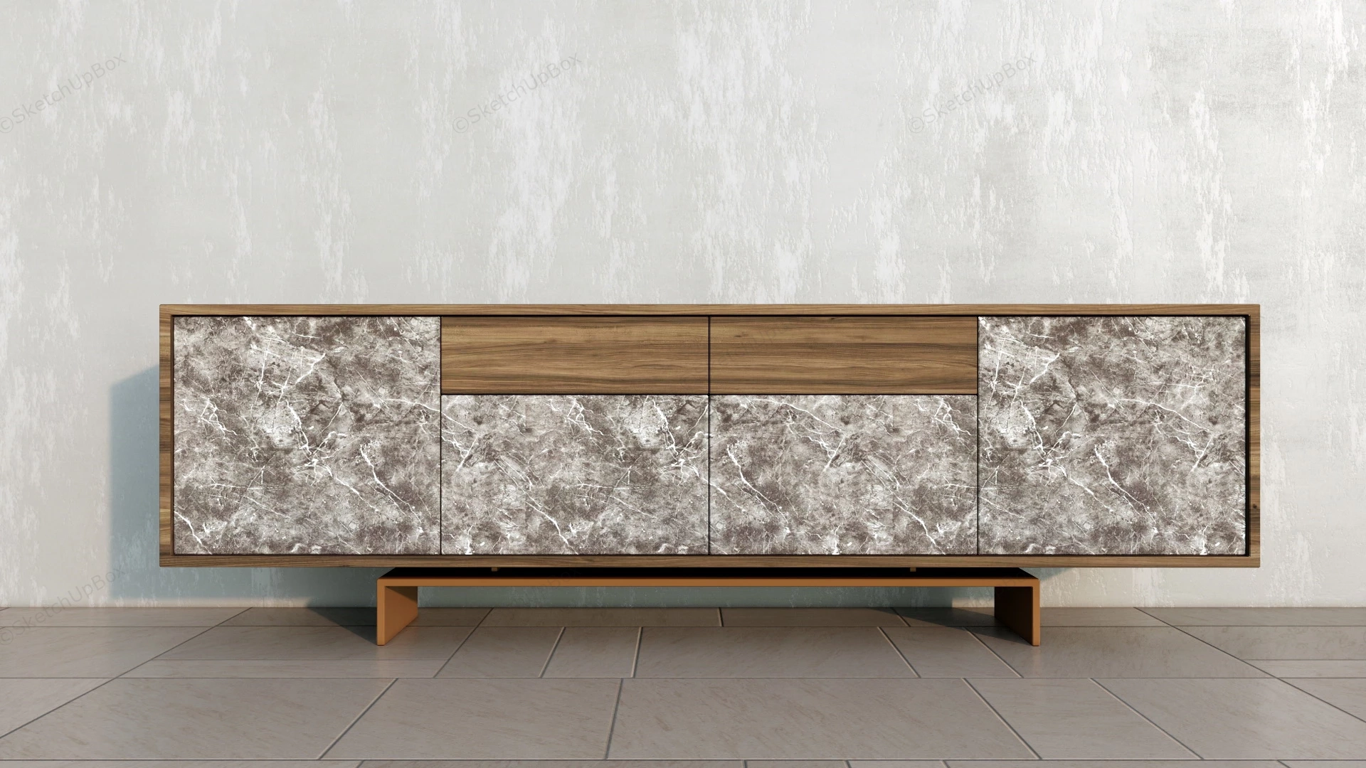 Rustic Modern Tv Stand sketchup model preview - SketchupBox