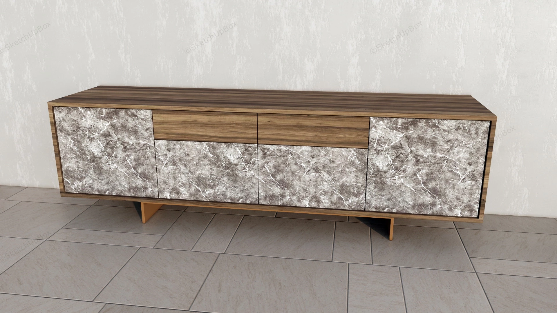 Rustic Modern Tv Stand sketchup model preview - SketchupBox