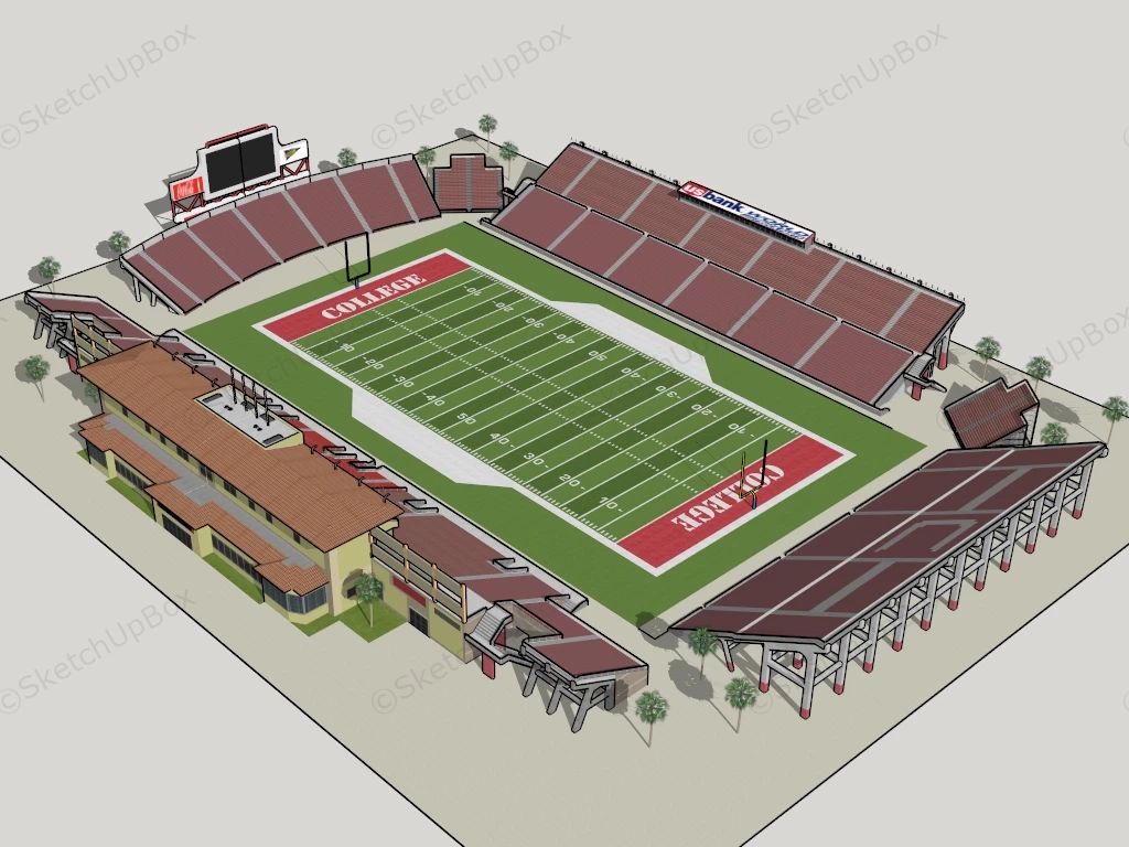 College Football Stadium sketchup model preview - SketchupBox