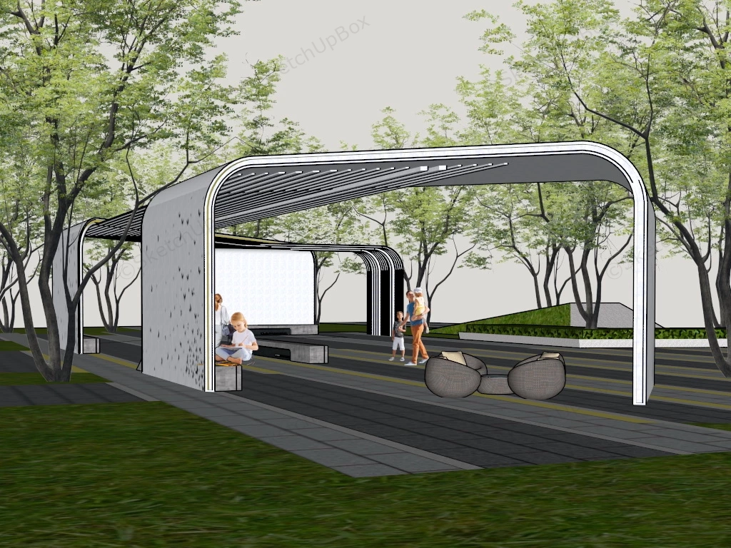 City Park Pergola sketchup model preview - SketchupBox