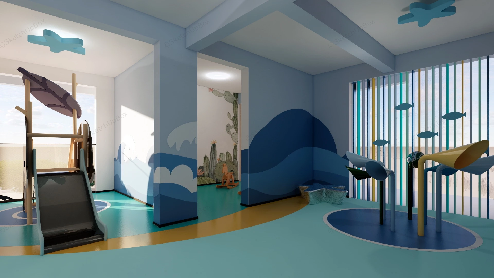 Kids Playroom Indoor Playground sketchup model preview - SketchupBox