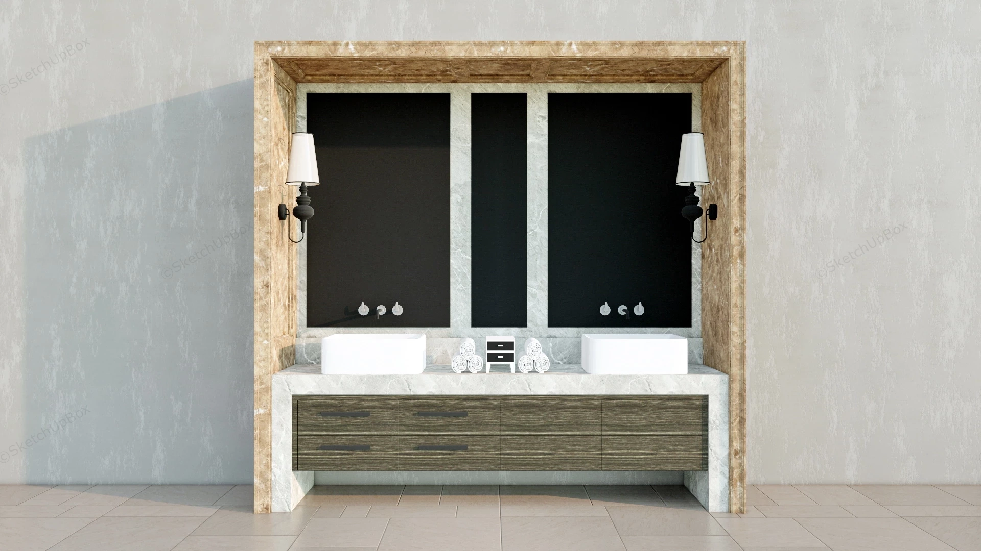 Marble Bathroom Vanity Unit sketchup model preview - SketchupBox